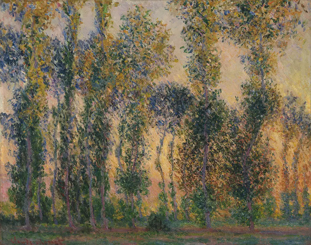 Poplars at Giverny, Sunrise, 1888 in Detail Claude Monet